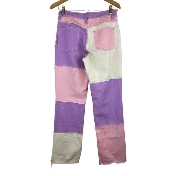 Jaded London Women's 28 Patchwork Raw Hem Boyfriend Fit Jeans - Picture 4 of 10